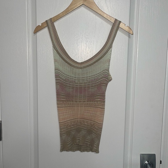 MISSONI Vneck Cardigan & Tank Set Front Button Down Zig Zag Print Pink Blue 6/8 - Picture 8 of 12
